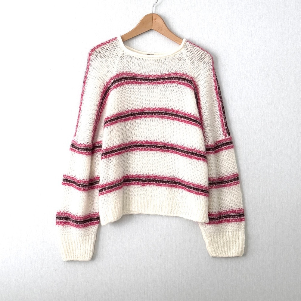 Free People Alpaca Hockley Stripe Long Sleeve Sweater